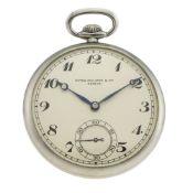 A RARE GENTLEMAN'S STAINLESS STEEL PATEK PHILIPPE & CIE POCKET WATCH CIRCA 1930s, REF. 620709 WITH A