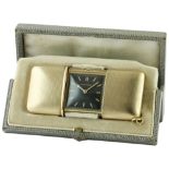 A RARE 9CT SOLID GOLD MOVADO EMERTO CHRONOMETER TRAVEL WATCH CIRCA 1930s, IN ORIGINAL FITTED BOX