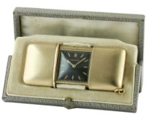 A RARE 9CT SOLID GOLD MOVADO EMERTO CHRONOMETER TRAVEL WATCH CIRCA 1930s, IN ORIGINAL FITTED BOX