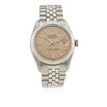 A GENTLEMAN'S STEEL & WHITE GOLD ROLEX OYSTER PERPETUAL DATEJUST BRACELET WATCH CIRCA 1963, REF.