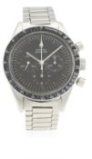 A RARE GENTLEMAN'S STAINLESS STEEL OMEGA SPEEDMASTER CHRONOGRAPH WRIST WATCH DATED 1967, REF. S