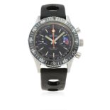 A GENTLEMAN’S STAINLESS STEEL CHRONOSPORT CHRONOGRAPH WRIST WATCH CIRCA 1970s  D: Black dial with