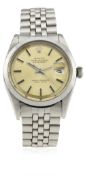 A GENTLEMAN'S STAINLESS STEEL ROLEX OYSTER PERPETUAL DATEJUST BRACELET WATCH CIRCA 1969, REF. 1600