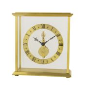 A JAEGER LECOULTRE 8 DAY DESK CLOCK CIRCA 1970, REF. 508 D: Gilt chapter ring with Roman numerals,