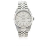 A GENTLEMAN'S STEEL & WHITE GOLD ROLEX OYSTER PERPETUAL DATEJUST BRACELET WATCH CIRCA 1995, REF.