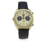 A RARE GENTLEMAN'S GOLD PLATED HEUER CARRERA AUTOMATIC CHRONOGRAPH WRIST WATCH CIRCA 1980, REF.