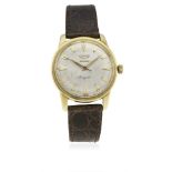 A GENTLEMAN'S 18K SOLID GOLD LONGINES CONQUEST AUTOMATIC WRIST WATCH CIRCA 1955  D: Two tone