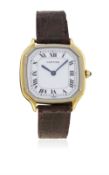 A GENTLEMAN'S 18K SOLID TWO COLOUR GOLD CARTIER PARIS WRIST WATCH CIRCA 1980s D: White dial with