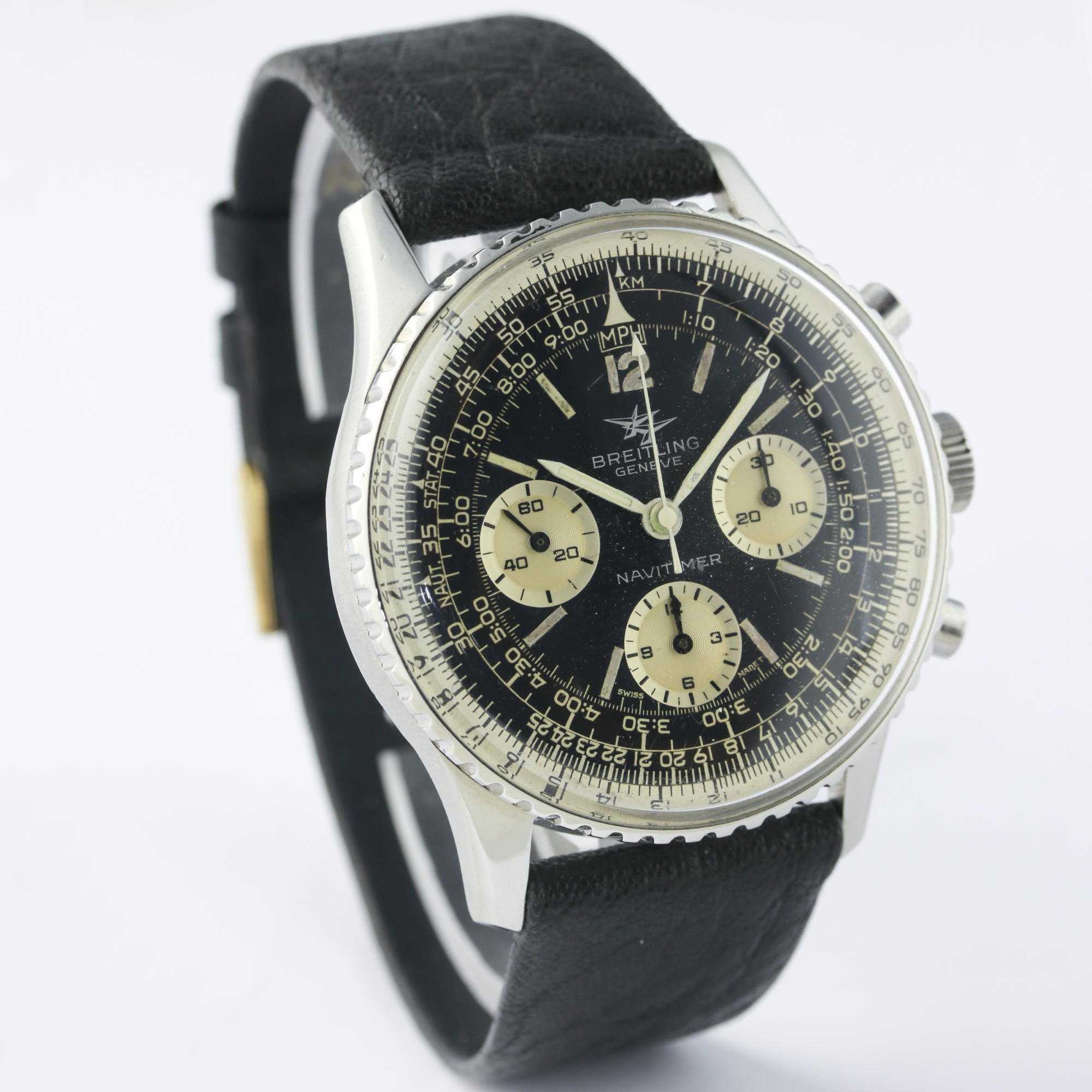 A GENTLEMAN'S STAINLESS STEEL BREITLING NAVITIMER WRIST WATCH CIRCA 1960s, REF. 806 D: Black dial - Image 4 of 7