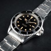 A VERY RARE GENTLEMAN'S STAINLESS STEEL ROLEX OYSTER PERPETUAL SUBMARINER BRACELET WATCH CIRCA 1963,