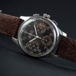 A RARE GENTLEMAN’S STAINLESS STEEL BENRUS SKY CHIEF PILOTS CHRONOGRAPH WRIST WATCH CIRCA 1950,