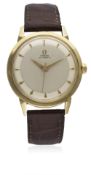 A RARE GENTLEMAN'S LARGE SIZE 18K SOLID GOLD OMEGA AUTOMATIC WRIST WATCH CIRCA 1954, REF. 2737 S.