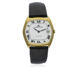 A GENTLEMAN'S 18K SOLID GOLD JAEGER LECOULTRE WRIST WATCH CIRCA 1980, REF. 5000 21 D: White dial