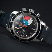 AN EXTREMELY RARE GENTLEMAN'S STAINLESS STEEL HEUER SKIPPER YACHTING CHRONOGRAPH WRIST WATCH CIRCA