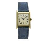 A RARE GENTLEMAN'S 18K SOLID GOLD CARTIER TANK WRIST WATCH CIRCA 1960s D: Ivory coloured dial with