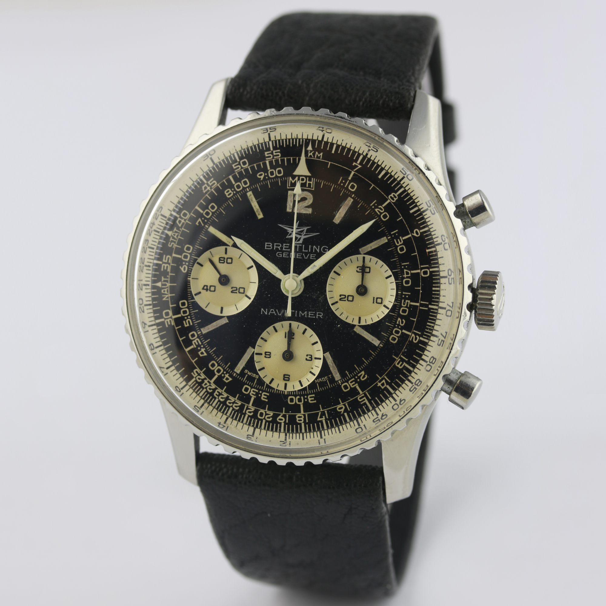 A GENTLEMAN'S STAINLESS STEEL BREITLING NAVITIMER WRIST WATCH CIRCA 1960s, REF. 806 D: Black dial - Image 2 of 7