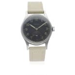 A GENTLEMAN'S STAINLESS STEEL GERMAN MILITARY ZENITH WRIST WATCH CIRCA 1942 D: Black dial with