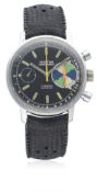 A GENTLEMAN’S YACHTING CHRONOGRAPH WRIST WATCH CIRCA 1970 D: Black dial with luminous markers &