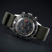 A RARE GENTLEMAN’S STAINLESS STEEL NIVADA GRENCHEN CHRONOGRAPH AVIATOR SEA DIVER WRIST WATCH CIRCA