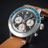 AN EXTREMELY RARE GENTLEMAN'S STAINLESS STEEL HEUER AUTAVIA GMT CHRONOGRAPH WRIST WATCH CIRCA