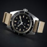 A RARE GENTLEMAN'S STAINLESS STEEL BRITISH MILITARY PRECISTA ROYAL NAVY DIVERS WRIST WATCH DATED