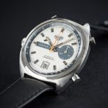 A GENTLEMAN'S STAINLESS STEEL HEUER CARRERA AUTOMATIC CHRONOGRAPH WRIST WATCH CIRCA 1970s, REF.