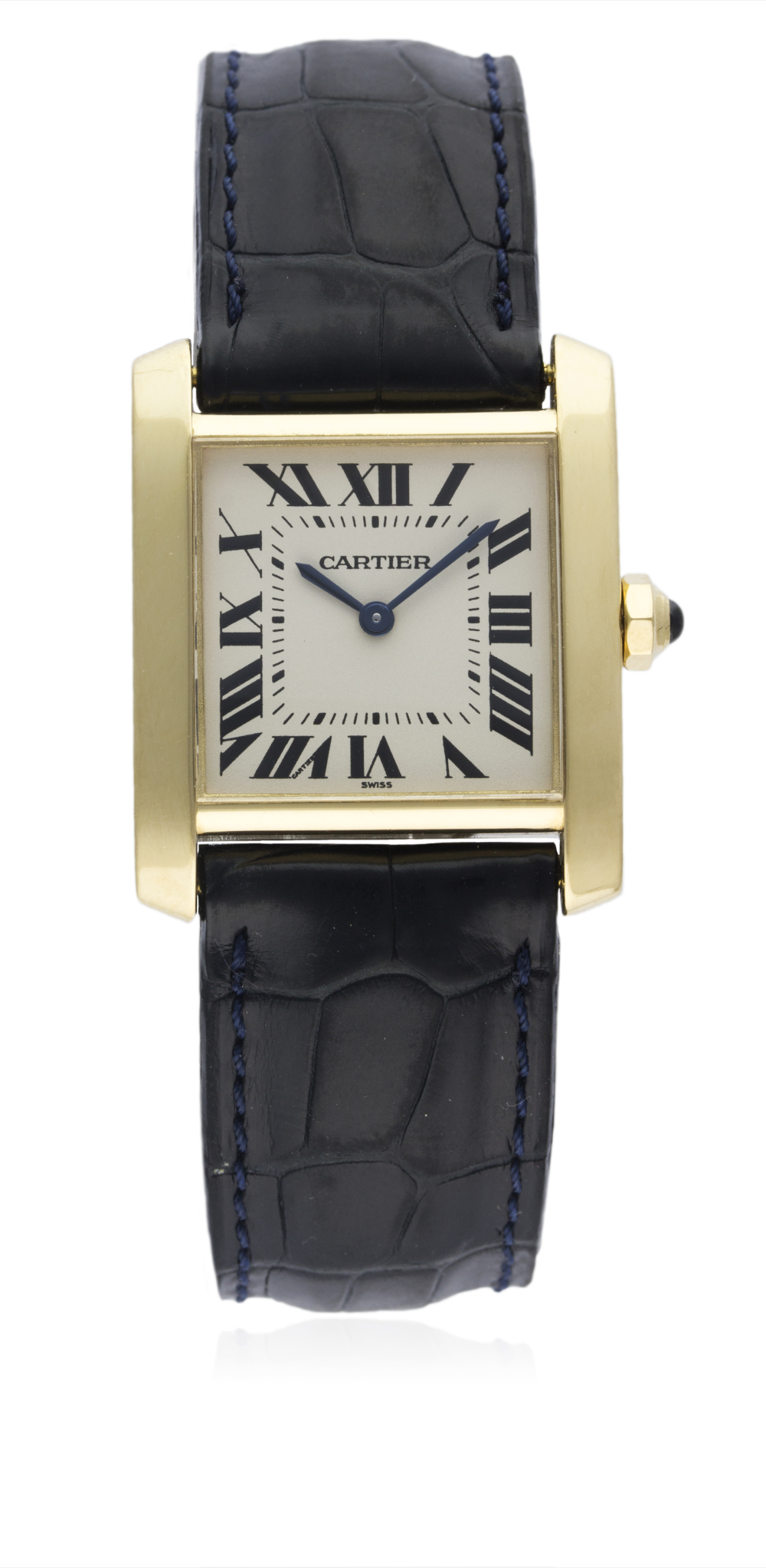 A MID SIZE 18K SOLID GOLD CARTIER TANK FRANCAISE WRIST WATCH DATED 1996, REF. 1821 WITH BOX & PAPERS