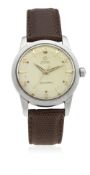 A GENTLEMAN'S STAINLESS STEEL OMEGA SEAMASTER AUTOMATIC WRIST WATCH CIRCA 1950, REF. C2577-4 SC D: