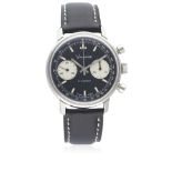 A GENTLEMAN’S STAINLESS STEEL VANTAGE CHRONOGRAPH WRIST WATCH CIRCA 1970 D: Black dial with luminous