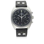 A RARE GENTLEMAN'S STAINLESS STEEL LEMANIA NERO CHRONOGRAPH WRIST WATCH CIRCA 1970, ISSUED TO AN