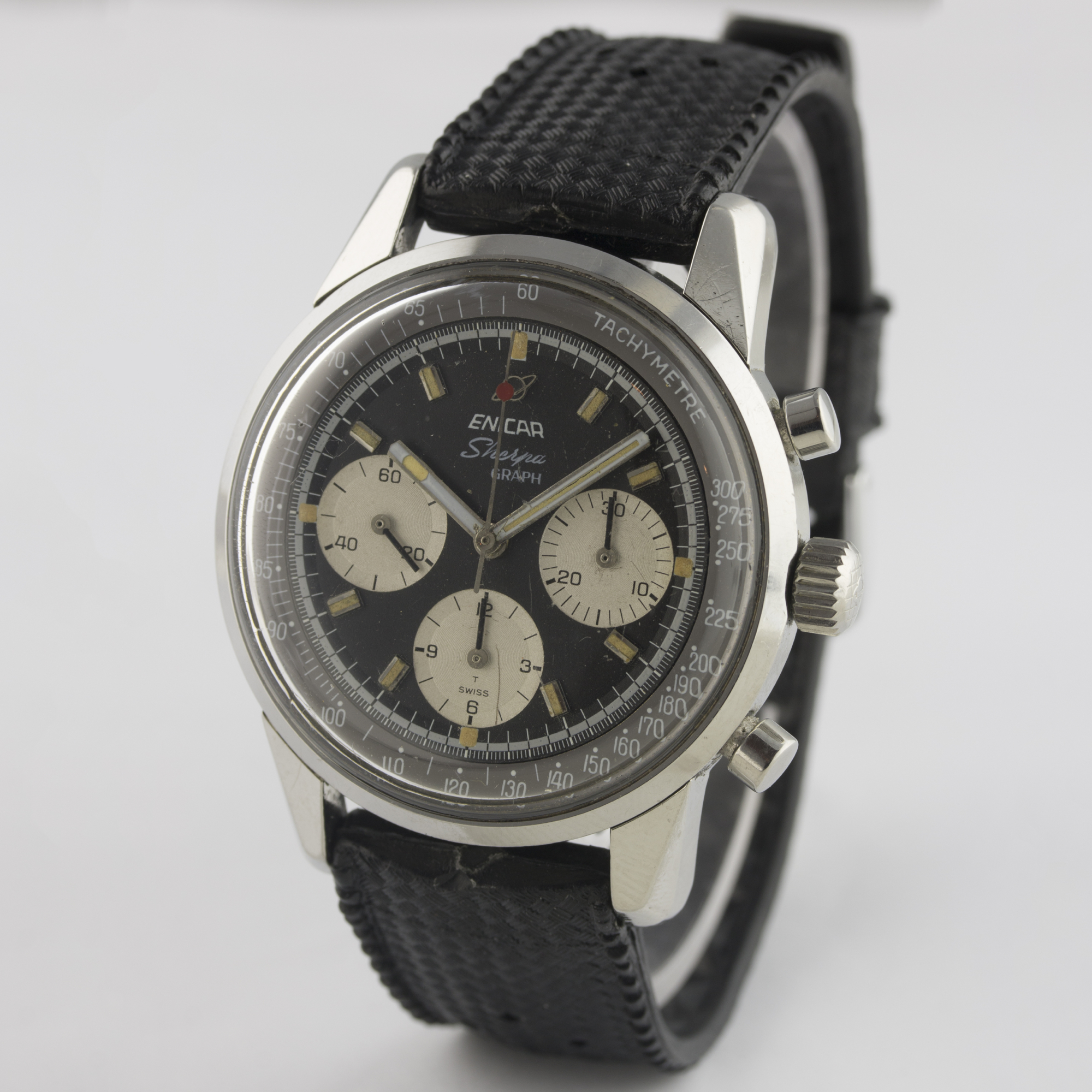 A RARE GENTLEMAN'S STAINLESS STEEL ENICAR SHERPA GRAPH CHRONOGRAPH WRIST WATCH CIRCA 1967 D: Black - Image 4 of 8