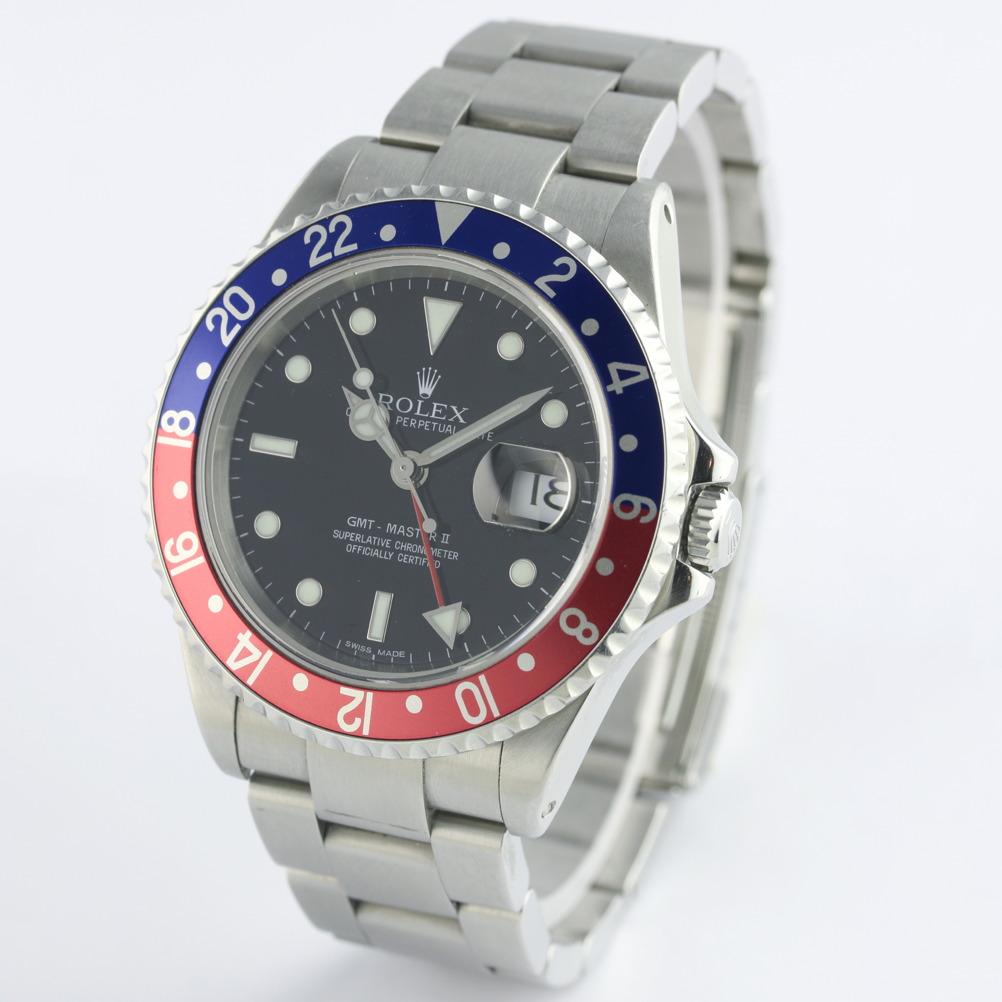 A GENTLEMAN'S STAINLESS STEEL ROLEX OYSTER PERPETUAL DATE GMT MASTER II BRACELET WATCH DATED 2000, - Image 4 of 7