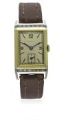 A GENTLEMAN'S TWO COLOUR REVERSO TYPE WRIST WATCH CIRCA 1930s ORIGINALLY RETAILED BY DUCOMMUN'S D: