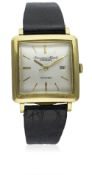 A GENTLEMAN'S 18K SOLID GOLD IWC "CIOCCOLATONE" AUTOMATIC WRIST WATCH CIRCA 1960 D: Silver dial with