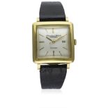 A GENTLEMAN'S 18K SOLID GOLD IWC "CIOCCOLATONE" AUTOMATIC WRIST WATCH CIRCA 1960 D: Silver dial with