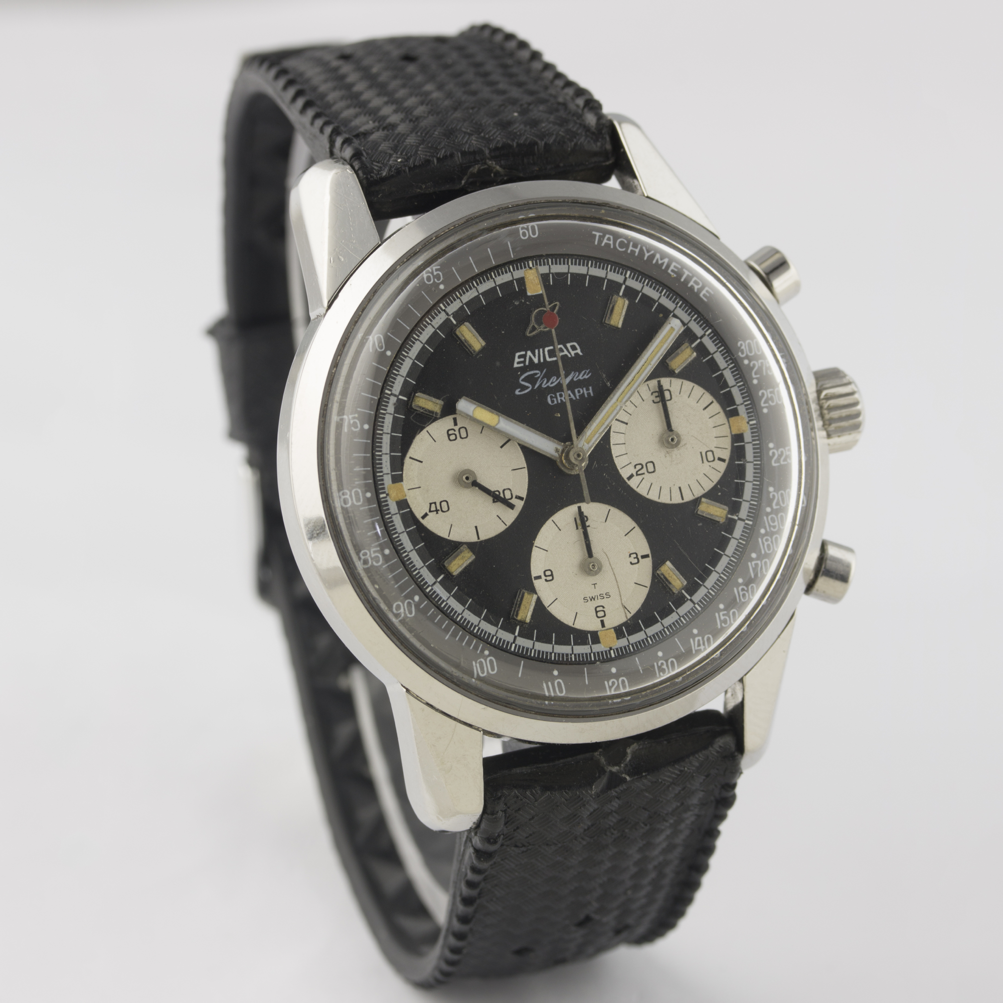 A RARE GENTLEMAN'S STAINLESS STEEL ENICAR SHERPA GRAPH CHRONOGRAPH WRIST WATCH CIRCA 1967 D: Black - Image 5 of 8