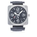 A GENTLEMAN'S STAINLESS STEEL BELL & ROSS AVIATION BR 01-97 POWER RESERVE WRIST WATCH DATED 2006