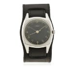 A GENTLEMAN'S STAINLESS STEEL LEMANIA CZECH MILITARY PILOTS WRIST WATCH CIRCA 1940s D: Black dial