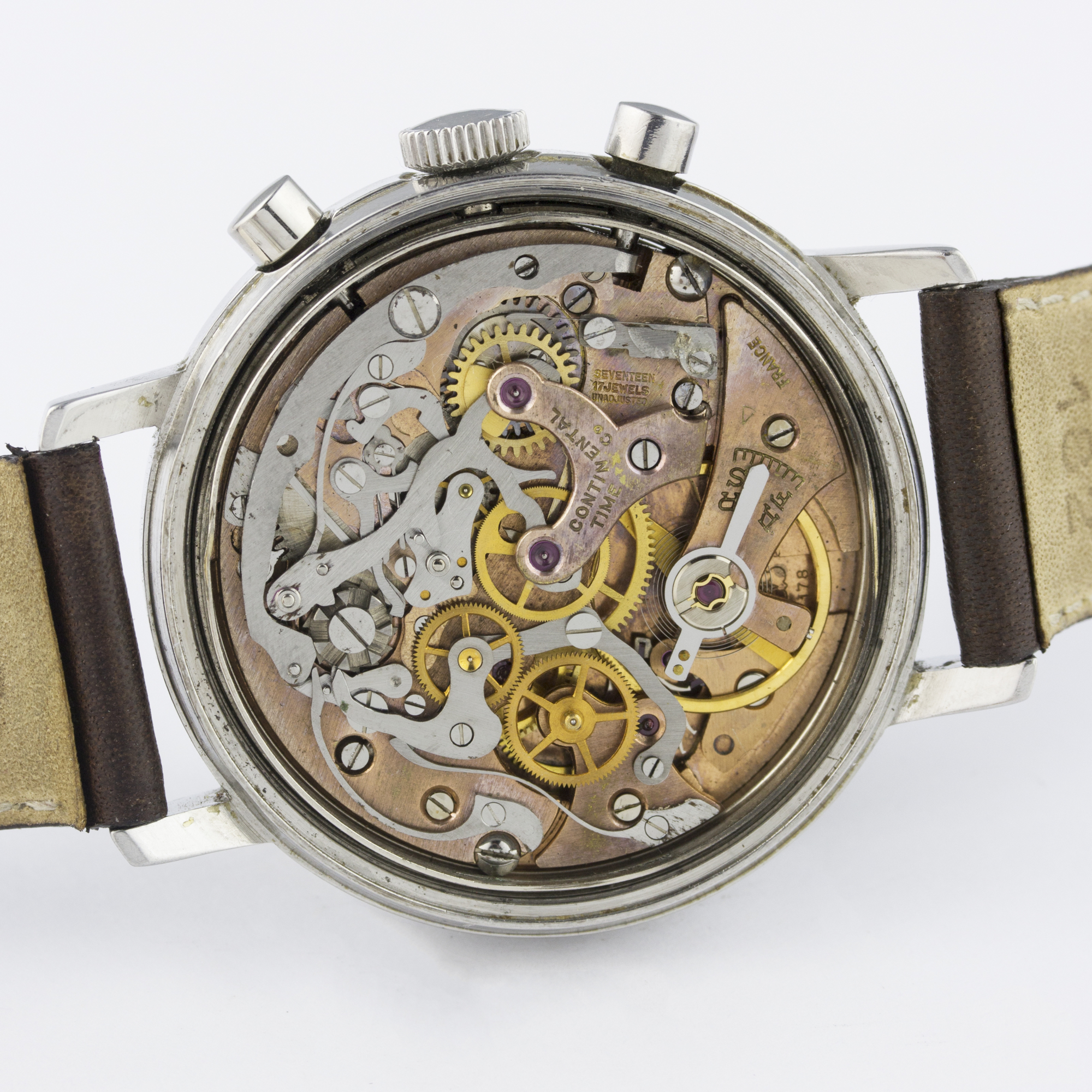 A GENTLEMAN'S LARGE SIZE STAINLESS STEEL ALSTA CHRONOGRAPH WRIST WATCH CIRCA 1950s D: Silver dial - Image 6 of 7