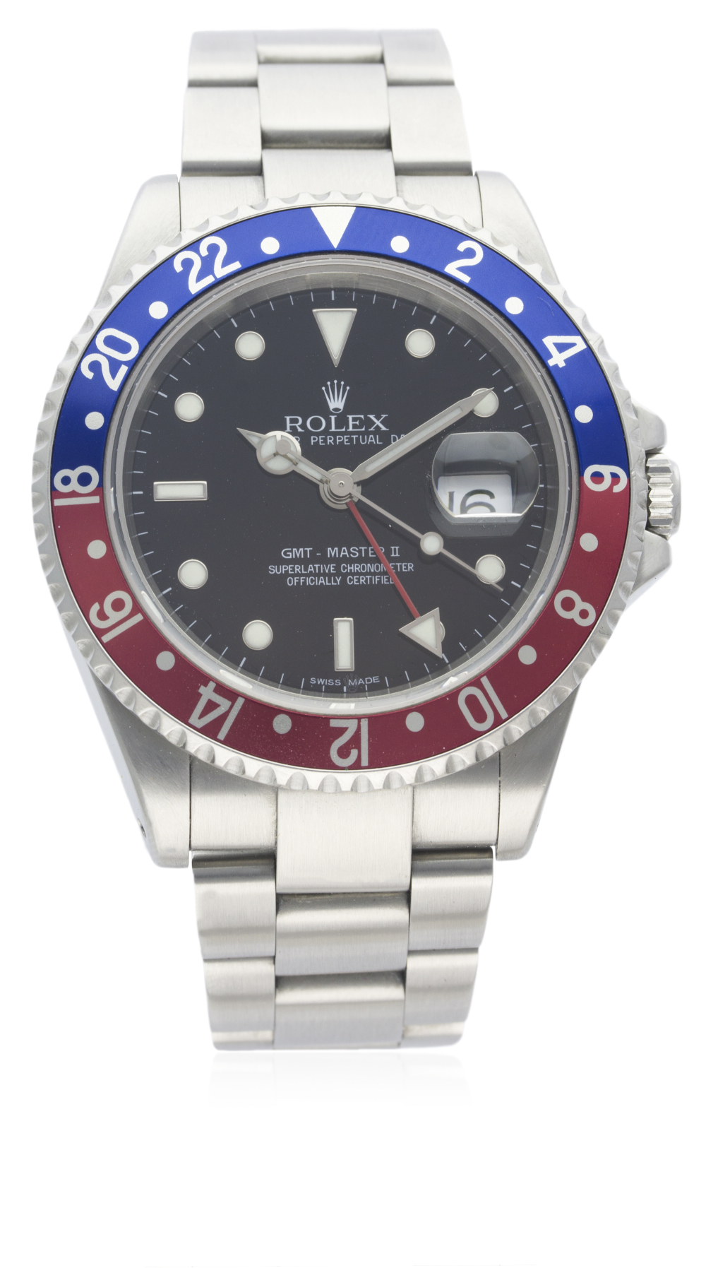 A GENTLEMAN'S STAINLESS STEEL ROLEX OYSTER PERPETUAL DATE GMT MASTER II BRACELET WATCH DATED 2000, - Image 2 of 7