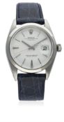 A GENTLEMAN'S STAINLESS STEEL ROLEX OYSTER PERPETUAL DATE WRIST WATCH CIRCA 1968, REF. 1500 D: White
