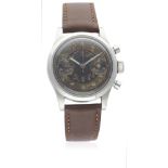 A RARE GENTLEMAN'S STAINLESS STEEL ARSA WATERPROOF CHRONOGRAPH WRIST WATCH CIRCA 1940s WITH "