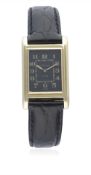 A RARE GENTLEMAN'S 18K SOLID GOLD LECOULTRE DUOPLAN WRIST WATCH CIRCA 1930s D: Black dial with