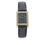 A RARE GENTLEMAN'S 18K SOLID GOLD LECOULTRE DUOPLAN WRIST WATCH CIRCA 1930s D: Black dial with