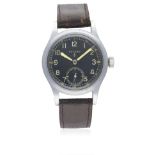 A GENTLEMAN'S BRITISH MILITARY RECORD W.W.W. WRIST WATCH CIRCA 1940s  D: Black dial with Arabic