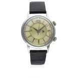 A RARE GENTLEMAN'S STAINLESS STEEL GUBELIN IPSOVOX AUTOMATIC ALARM WRIST WATCH CIRCA 1960s, MADE