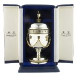 A RARE SOLID SILVER MAPPIN & WEBB URN CLOCK DATED 1981, LIMITED EDITION NUMBER 126 OF 210 PIECES,