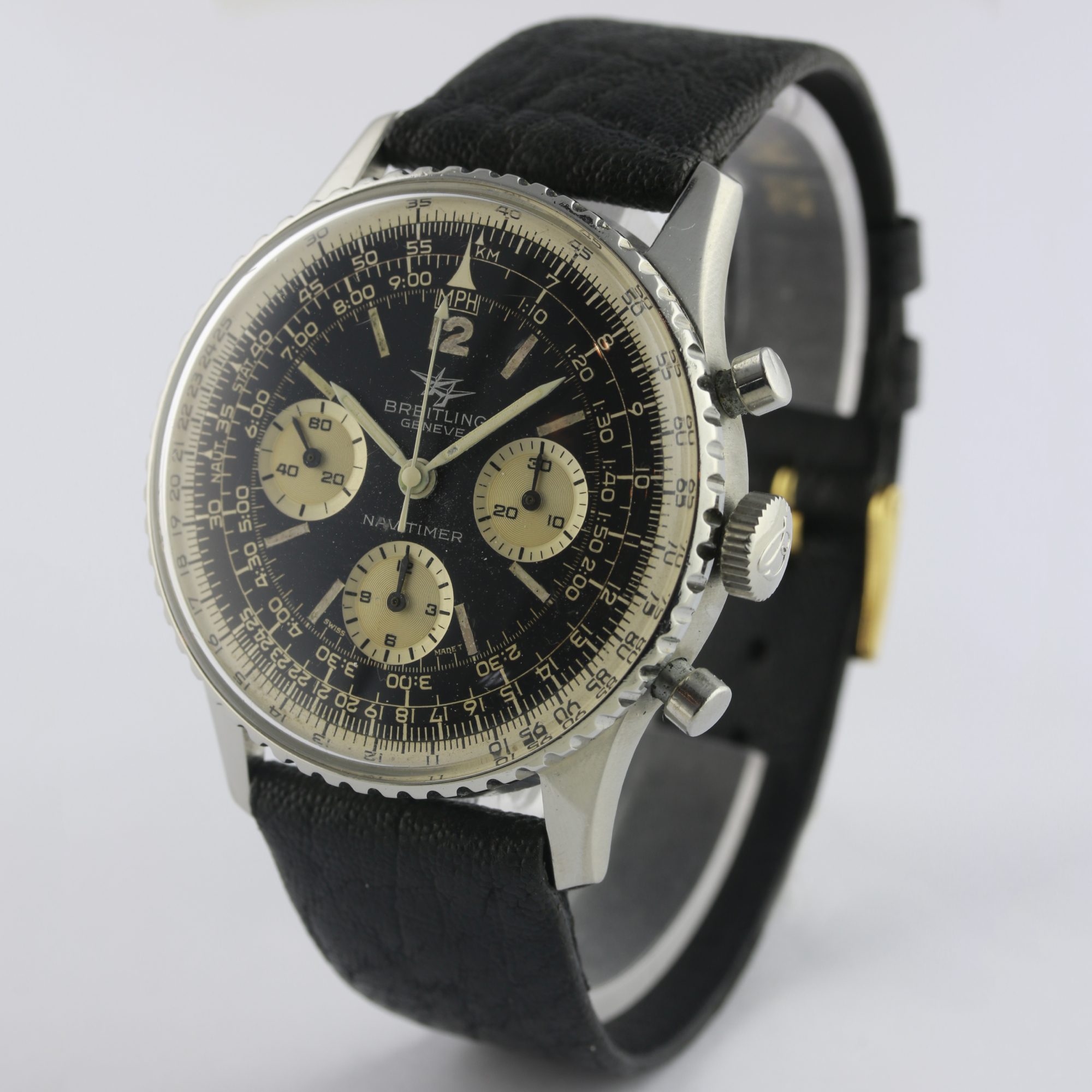 A GENTLEMAN'S STAINLESS STEEL BREITLING NAVITIMER WRIST WATCH CIRCA 1960s, REF. 806 D: Black dial - Image 3 of 7