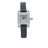 A LADIES 18K SOLID WHITE GOLD & DIAMOND CHOPARD WRIST WATCH CIRCA 2004 WITH CHOPARD BOX D: Pave