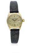 A RARE LADIES 18K SOLID GOLD ROLEX OYSTER PERPETUAL LADY DATEJUST WRIST WATCH CIRCA 1958, REF.